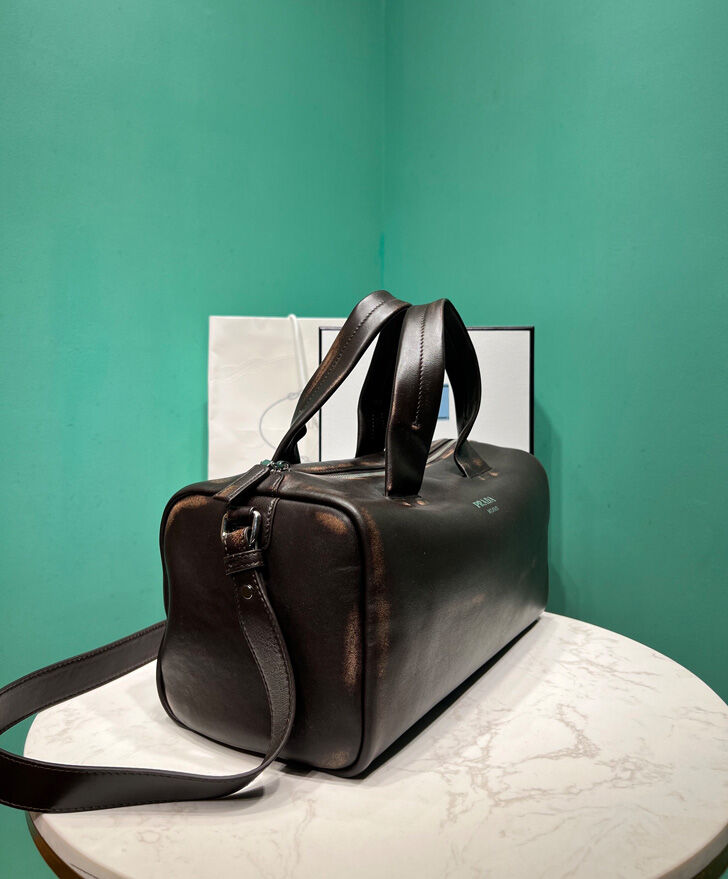 Prada Small Nappa Leather Duffle Bag 2VC046 Dark Coffee
